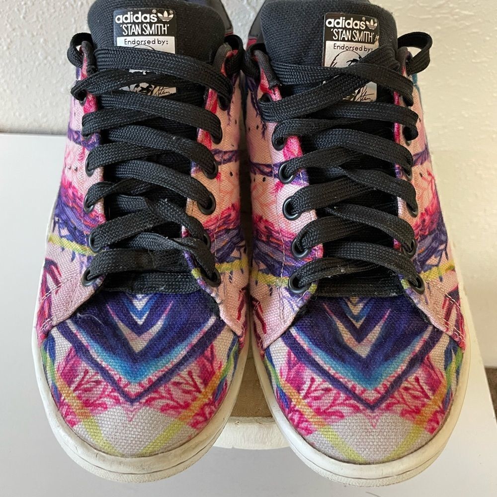 Adidas Stan Smith Floral Paint Shoes Size 7 EUC